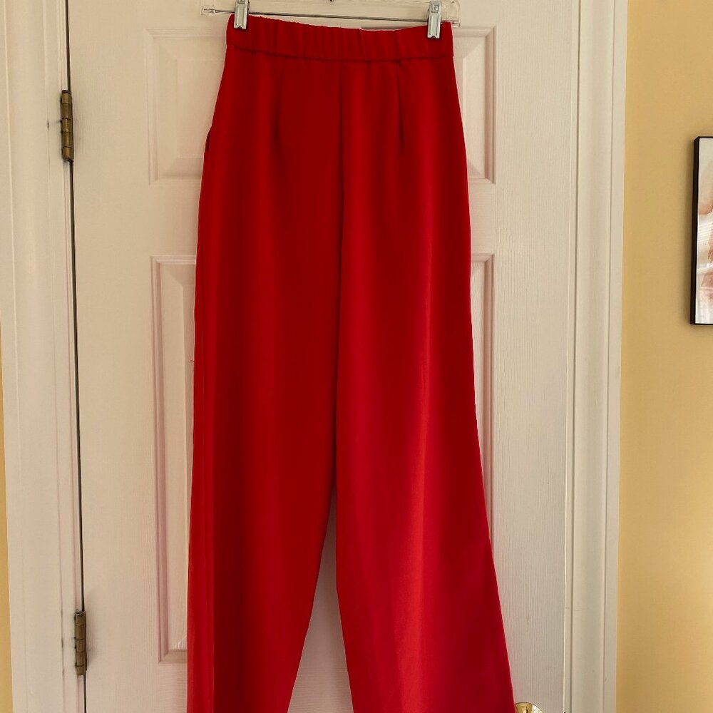 Zara Wide Leg Pants in Bright Red